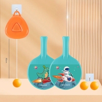 Set 2 Palete de Tenis de Masa, Flippy, pentru Copii, Design Animat, Tematica Astronauti, Accesoriu de Agatat Inclus si 2 Mingi, Albastru