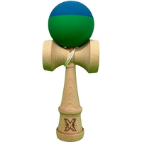 Kendama X Originala, Flippy, 18 cm, Profesionala, +9 Ani, din Lemn, Model 2 Culori, Albastru/Verde