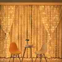 Instalatie Craciun, Tip Perdea, IP44, 6 m x 2 m, 720 LED-uri, Alb cald, 8 jocuri de lumini, Transformator, Interconectabila, Prelungitor 5 m inclus, Fir transparent, Interior/ Exterior, Flippy