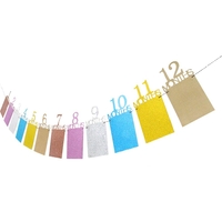 Banner pentru Poze, Flippy, 15.2x10.2 cm, Tema Prima Aniversare, Model Primele 12 Luni, Rola Ata Inclusa, Multicolor