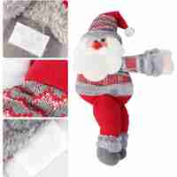 Clema pentru perdea, prindere cu arici, model Mos Craciun, material textil/poliester, 53 x 23 cm, multicolor