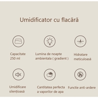 Umidificator de tip flacara, Flippy, cu aromaterapie, 7 culori, 250 ml, verde