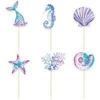 Set 6 Props-uri pentru Prajituri Sirena, Flippy, Colectia Mermaid, Multicolor