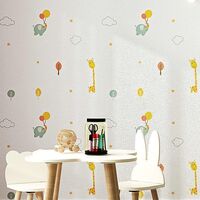 Rola Autoadeziva pentru Perete, Flippy, din Panza, 10 m, Rezistenta la Umezeala, 2.5 mm Grosime, Model Girafa si Elefant, Multicolor