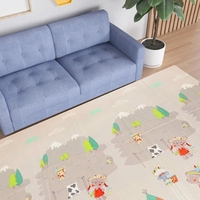 Covoras pentru Copii, Flippy, cu 2 Fete, Model Maimute/Indieni, din XPE+PE, Impermeabil, Antiderapant, Protectie Termica, +3 Luni, Pliabil, 150 x 200 x 1 cm, Multicolor