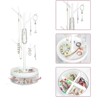 Cutie de Bijuterii, Flippy, Rotativa, cu Suport Tip Ramura, 36.5 x 14 cm, din ABS+PP, Alb