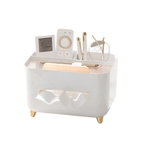 Suport pentru Servetele, Flippy, Cutie Multifunctionala, Design Minimalist, ABS, cu Suport pentru Obiectele Personale, pentru Birou, 21x15x13 cm, Alb