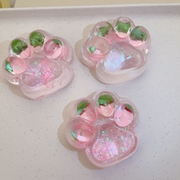 Jucarie Antistres Squishy, Flippy, cu Revenire Lenta, Squeeze Pinch Family, Model Labuta de Pisica cu Sclipici, 6.5x6 cm, 60g, Ambalaj Transparent, Roz