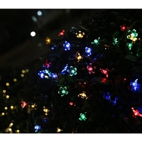 Instalatie Craciun, 6.5 metri, 30 Becuri LED tip Flori de cires, pentru exterior cu incarcare solara, Multicolor, Flippy