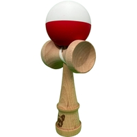 Kendama X Originala, Flippy, 18 cm, Profesionala, +9 Ani, din Lemn, Model 2 Culori, Alb/Rosu