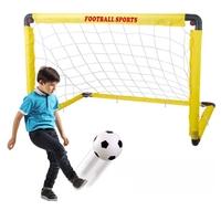 Set Poarta de Fotbal pentru Copii, Flippy, 60x90 cm, Minge, Cartonase, Pompa, Fluier, Interactiv, Distractiv, Galben