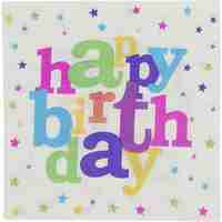 Set 10 Servetele de Masa, Flippy, Colectia Happy Birthday, 32 x 32 cm, din Hartie, Multicolor