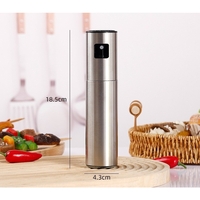 Pulverizator Ulei, Otet, Flippy, din Otel Inoxidabil, 100 ml, Reincarcabil, 18.3 x 4.3 cm, Argintiu