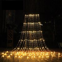 Instalatie Craciun Profesionala de Exterior IP65, Tip Perdea, 11m x 5m, 5500 Led-uri Mari, Alb cald, cu flash, Alimentator si prelungitor 6,5 m, Interconectabila, Fir negru, Flippy