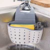 Suport Scurgere pentru Burete si Laveta de Vase Bucatarie, Flippy, Albastru, Curea Reglabila, Plastic Flexibil, 15x 5x 21cm