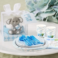 Set 20 de Servetele de Masa, Flippy, Imprimeu Elefant, din Hartie, 16.5 x 16.5 cm, Albastru