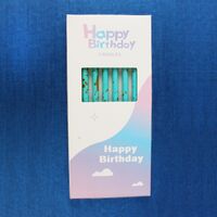 Set 6 Lumanari Lungi, Flippy, din Parafina, 10 x 0.5 cm, Happy Birthday, Albastru