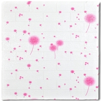 Set 10 Placi Tapet 3D, Flippy, 70 x 77 cm, Grosime 3 mm, din Polietilena, Tip Caramida, Model Papadie Roz, Suprafata acoperita 5.3 mp, Alb