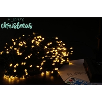 Instalatie luminoasa de Craciun cu LED, 300 LED-uri, 32 metri lungime, 8 programe, interior/exterior, incarcare solara, alb cald, Flippy