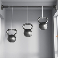 Bara Telescopica Multifunctionala, Flippy, din Otel Inoxidabil si ABS, Utilizare Universala, Extensie 185 - 205 cm, Fara Perforare Perete, Negru