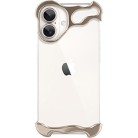 Husa Metalica Compatibila cu iPhone 16, Flippy, Protectie pentru Colturile Telefonului si Camera, Aliaj, Antisoc, Antizgariere, Auriu