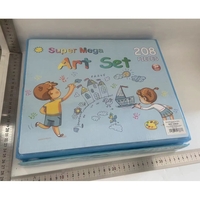 Set 208 Piese, Complet pentru Pictura si Desen, Flippy, Tip Servieta, 3-12 Ani, 32 x 27 x 5 cm, Albastru