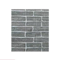 Set 10 Placi Tapet 3D, Flippy, 35 x 38 cm, Grosime 3 mm, din Polietilena, Model Caramida, Suprafata acoperita 1.33 mp, Gri