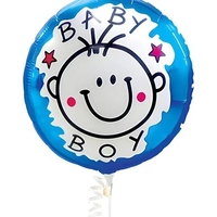 Set 2 Baloane din Folie Metalizata, Flippy, Figurine Stea si Cerc, Tema Botez Baietel, 45 cm, Ambalaj Individual, Pai Inclus, Umflare cu Aer sau Heliu, Albastru