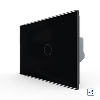 Intrerupator Simplu Cap Scara / Cruce cu Touch LIVOLO din Sticla, Standard Italian, negru