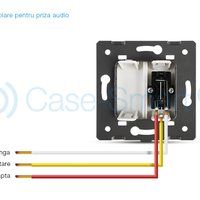 Priza simpla audio Livolo cu rama din sticla, negru