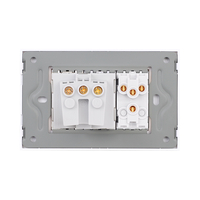 Intrerupator Dublu + Priza cu Rama din Sticla LUXION, Standard Italian, 3M, alb