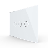 Panou intrerupator triplu cu touch Livolo din sticla, standard Italian - Serie noua, alb