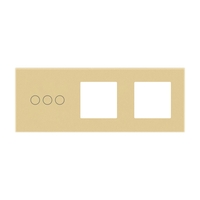 Panou Intrerupator Triplu cu Touch si 2 Prize Din Sticla LUXION, auriu