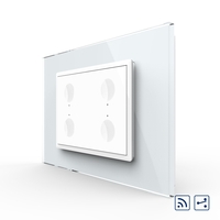 Intrerupator cvadruplu cap scara / cap cruce wireless cu touch Livolo cu rama din sticla, standard Italian - Serie noua, alb
