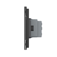 Intrerupator Dublu + Dublu + Priza LIVOLO cu Rama Din Sticla, Standard Italian, 6M, negru