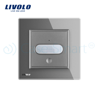 Intrerupator senzor de miscare PIR Livolo cu rama din sticla, gri