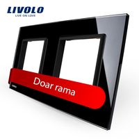 Rama priza dubla Livolo din sticla, negru