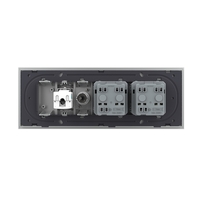 Priza Tripla cu Blank Livolo cu Rama din Sticla 2 Prize Schuko+TV/internet, Standard Italian - Serie Noua, gri