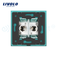 Priza dubla TV Livolo cu rama din sticla, verde