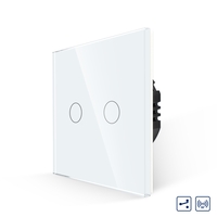 Intrerupator Dublu Cap Scara cu Touch din Sticla LUXION, RF433, alb