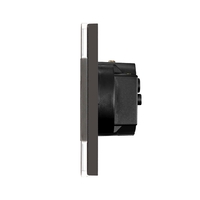 Intrerupator Simplu Cap Scara / Cruce + Priza cu Rama din Sticla LUXION, Serie A, negru