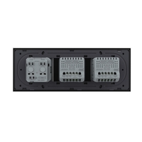 Intrerupator Dublu + Dublu + Priza LIVOLO cu Rama Din Sticla, Standard Italian, 6M, negru