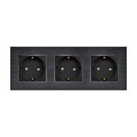 Priza Tripla LUXION cu rama din aluminiu, negru