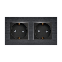 Priza Dubla LUXION cu rama din aluminiu, negru