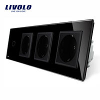 Intrerupator simplu + Priza tripla LIVOLO cu touch din sticla, negru