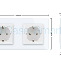 Priza dubla Livolo cu rama din sticla, alb