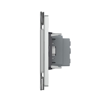 Priza simpla cu blank Livolo cu rama din sticla 3M, standard Italian, Serie noua, gri