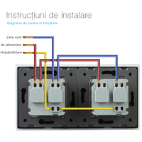 Priza dubla Livolo cu rama din sticla, alb