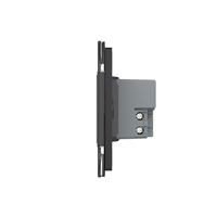 Intrerupator cvadruplu cap scara / cap cruce wireless cu touch Livolo cu rama din sticla, standard Italian - Serie noua, negru