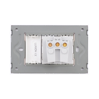 Priza Simpla si 1 Tasta Falsa cu Rama din Sticla LUXION, Standard Italian, 3M, alb